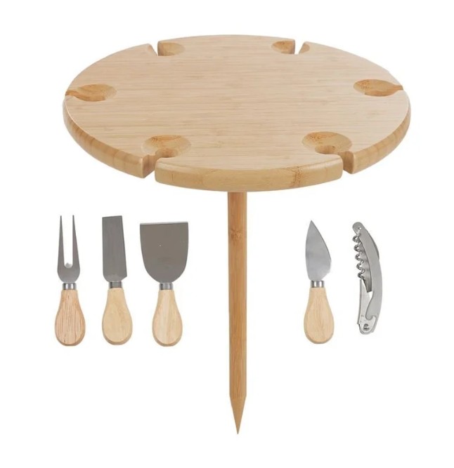 Assemble Bamboo Round Picnic Cheese Board